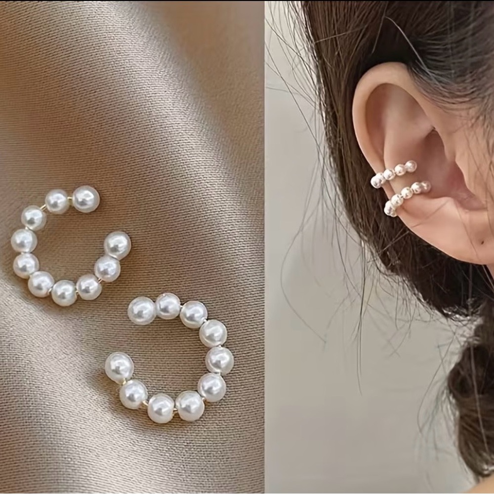 Elegant  Pearl Ear Cuff set - Picture 2 of 4